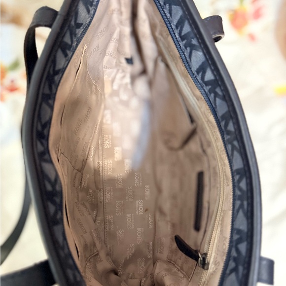 Michael Kors Jet Set Signature canvas tote bag in navy blue with dust bag - Picture 7 of 15